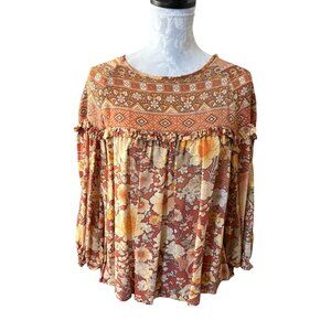 Spell and The Gypsy Collective Amethyst Blouse Shirt Long Sleeve Amber Small